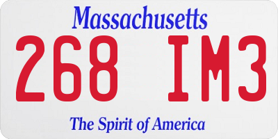 MA license plate 268IM3
