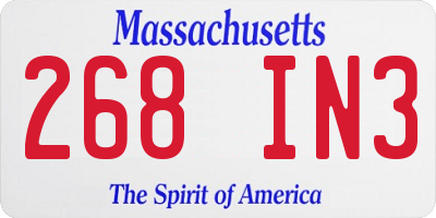 MA license plate 268IN3