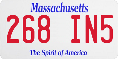 MA license plate 268IN5