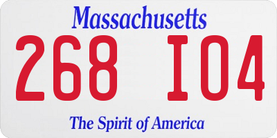 MA license plate 268IO4