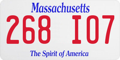 MA license plate 268IO7