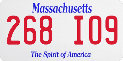 MA license plate 268IO9