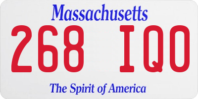 MA license plate 268IQ0