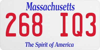 MA license plate 268IQ3