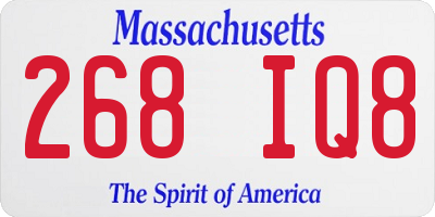 MA license plate 268IQ8