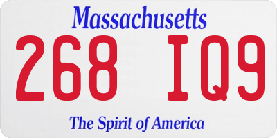 MA license plate 268IQ9