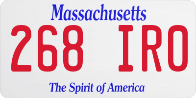 MA license plate 268IR0