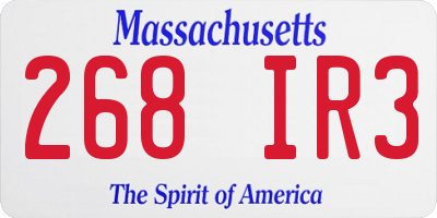MA license plate 268IR3