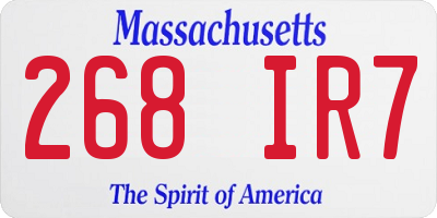 MA license plate 268IR7