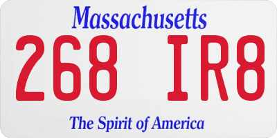MA license plate 268IR8