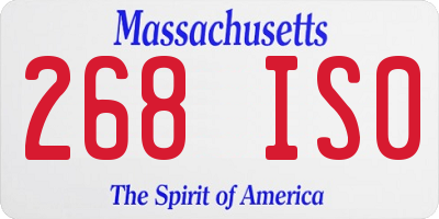 MA license plate 268IS0