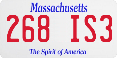 MA license plate 268IS3