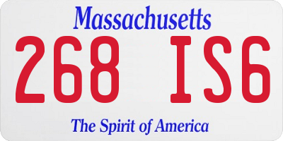 MA license plate 268IS6