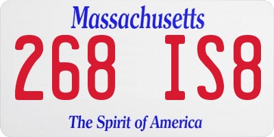 MA license plate 268IS8