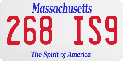 MA license plate 268IS9
