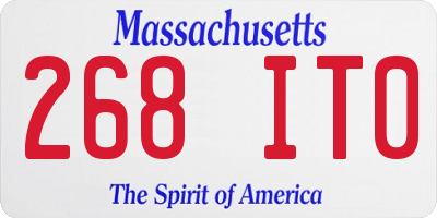 MA license plate 268IT0