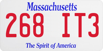 MA license plate 268IT3