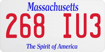 MA license plate 268IU3
