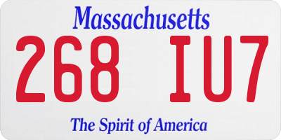MA license plate 268IU7