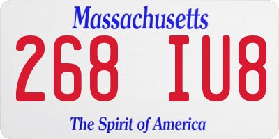 MA license plate 268IU8
