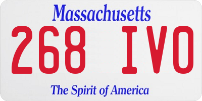 MA license plate 268IV0