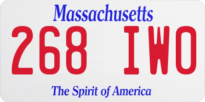MA license plate 268IW0