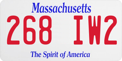 MA license plate 268IW2