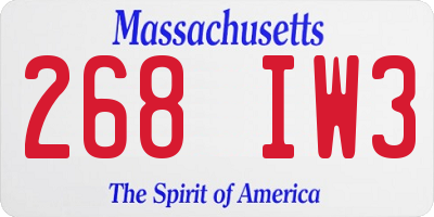 MA license plate 268IW3