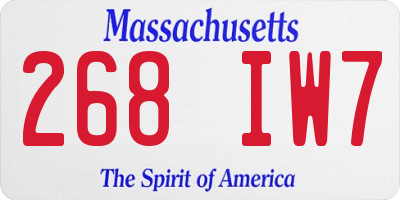 MA license plate 268IW7