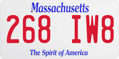 MA license plate 268IW8