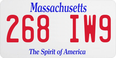 MA license plate 268IW9
