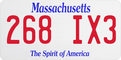 MA license plate 268IX3
