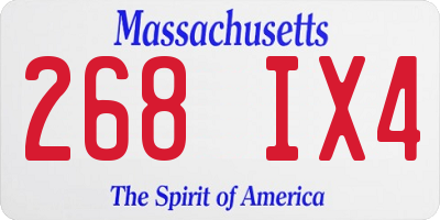 MA license plate 268IX4