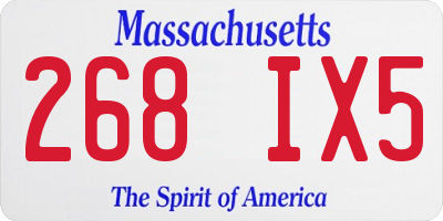 MA license plate 268IX5