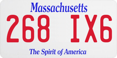 MA license plate 268IX6