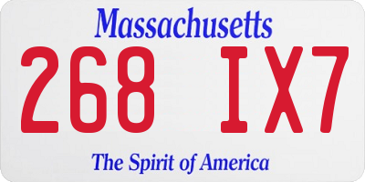 MA license plate 268IX7