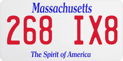 MA license plate 268IX8