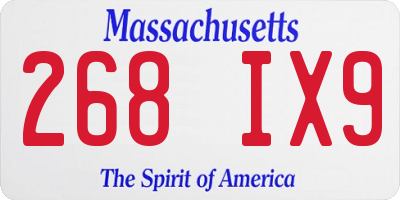 MA license plate 268IX9
