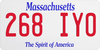 MA license plate 268IY0
