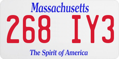 MA license plate 268IY3
