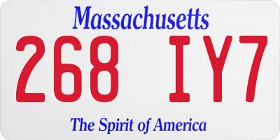MA license plate 268IY7