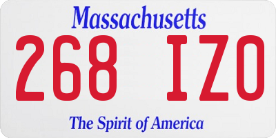 MA license plate 268IZ0