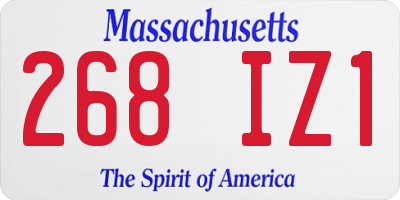 MA license plate 268IZ1
