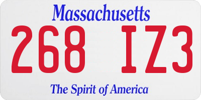 MA license plate 268IZ3