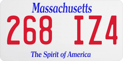 MA license plate 268IZ4