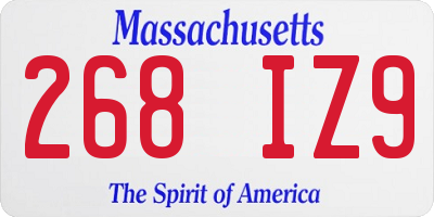 MA license plate 268IZ9