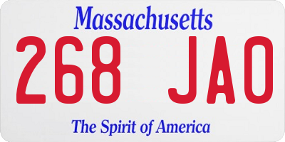 MA license plate 268JA0