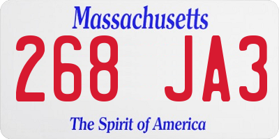 MA license plate 268JA3