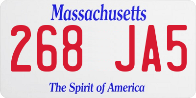 MA license plate 268JA5