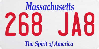 MA license plate 268JA8